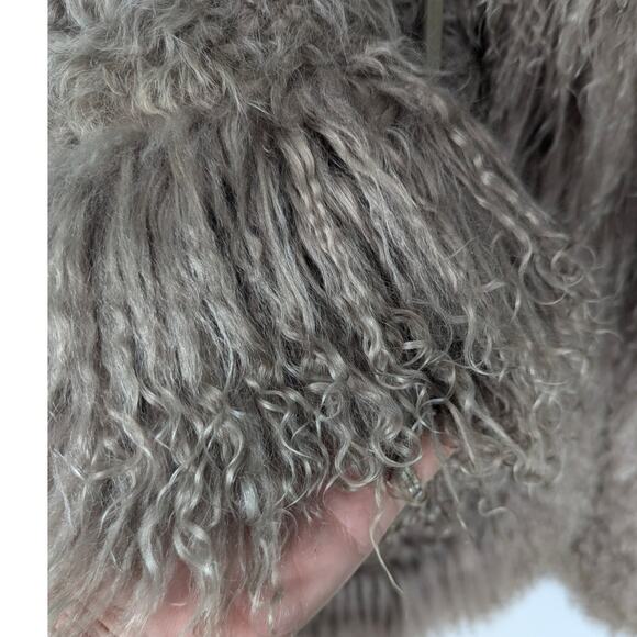 Chloé 1970s Karl Lagerfeld Mongolian Lamb Fur Reversible Coat Gray Taupe 6 SEE - Picture 6 of 12